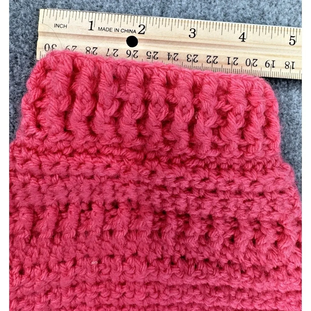 Extra Small Dog Sweater Crochet Bright Pink Rhinestone Button